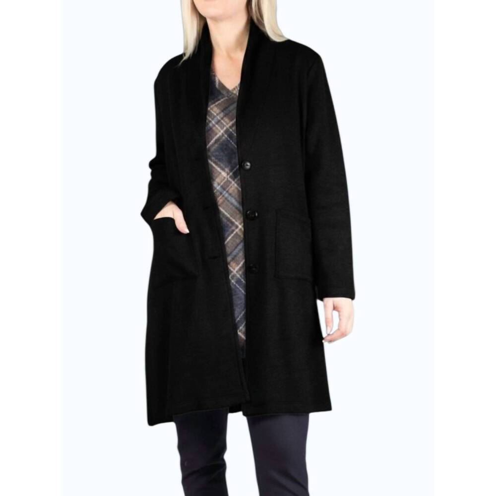 NEW PURE ESSENCE button front cardigan in black